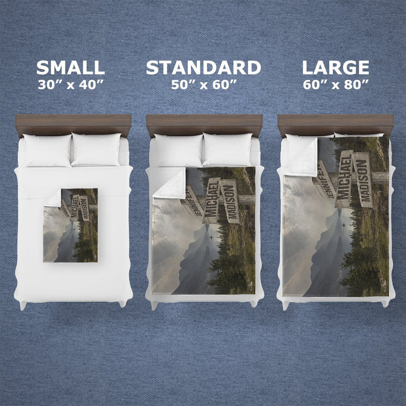 Mountain Range Color Multi-Names Fleece Blanket