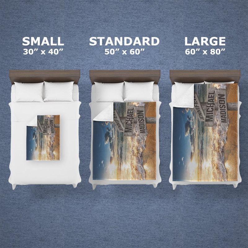 Ocean Sunset Color Multi-Names Fleece Blanket