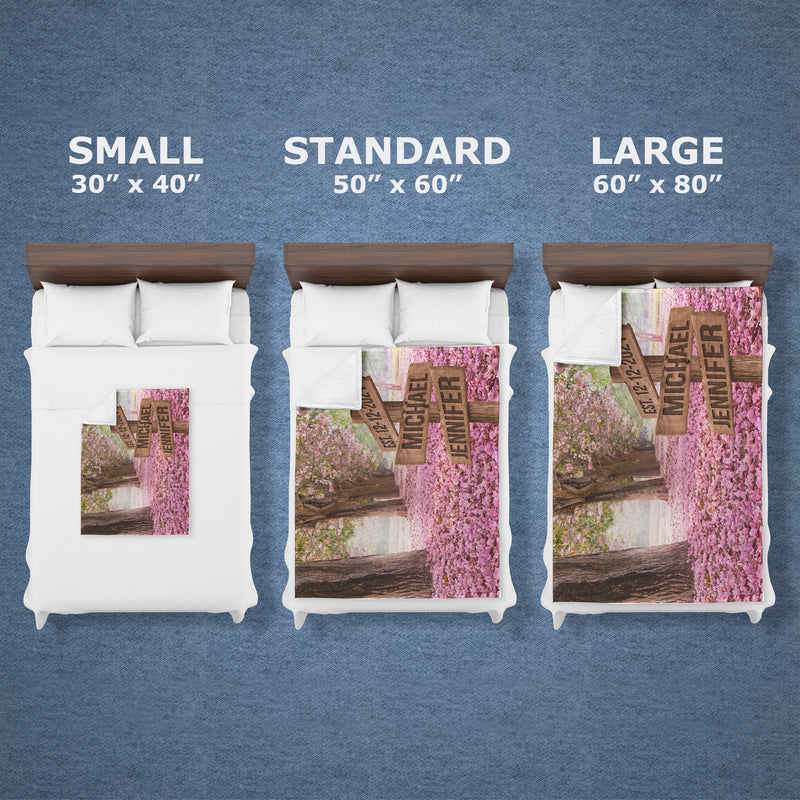 Pink Petal Lane Names Fleece Blanket