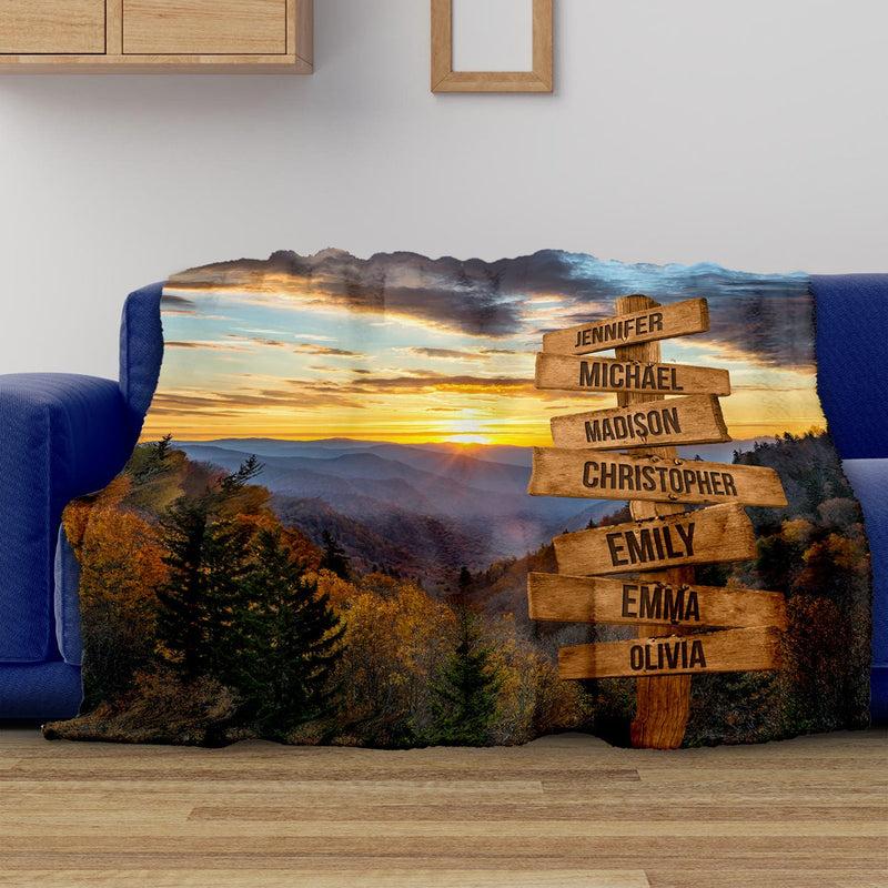 Smoky Mountains Color Multi-Names Fleece Blanket