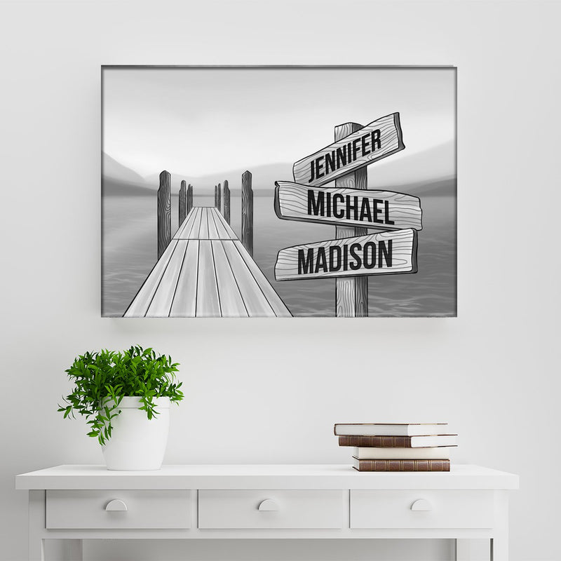 Lake Dock Art Multi-Names Premium Canvas