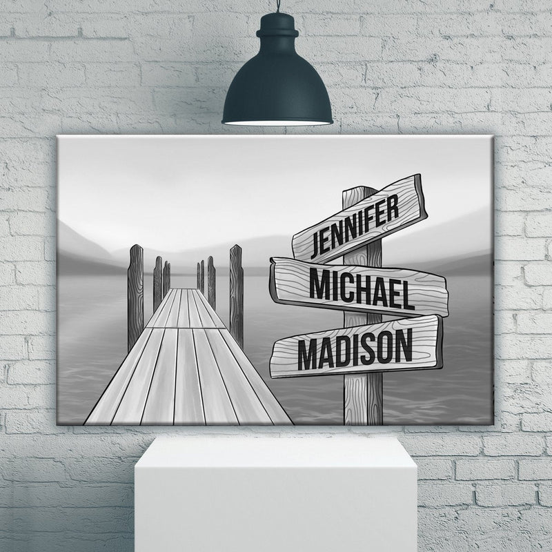 Lake Dock Art Multi-Names Premium Canvas