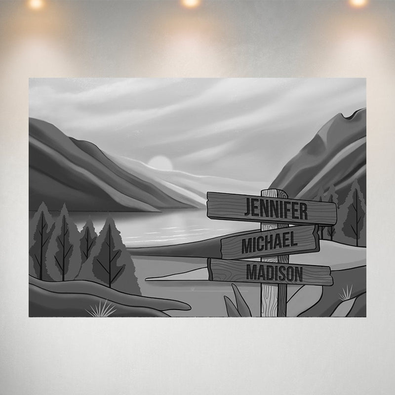 Mountain Range Art Multi-Names Poster