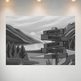 Mountain Range Art Multi-Names Poster