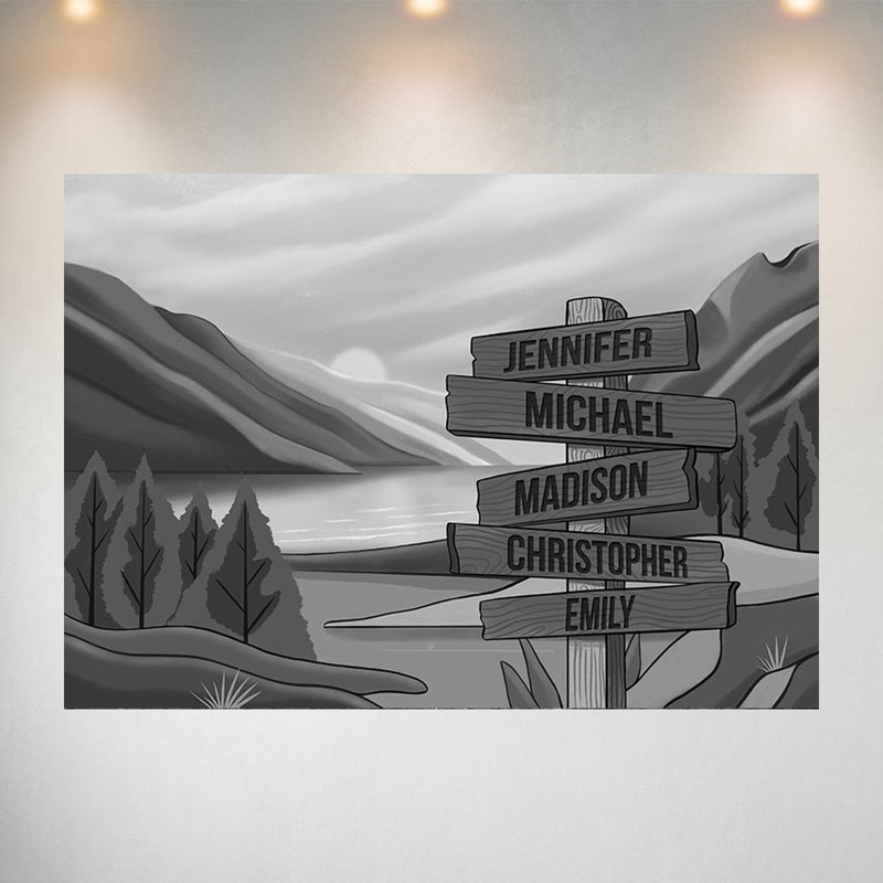 Mountain Range Art Multi-Names Poster