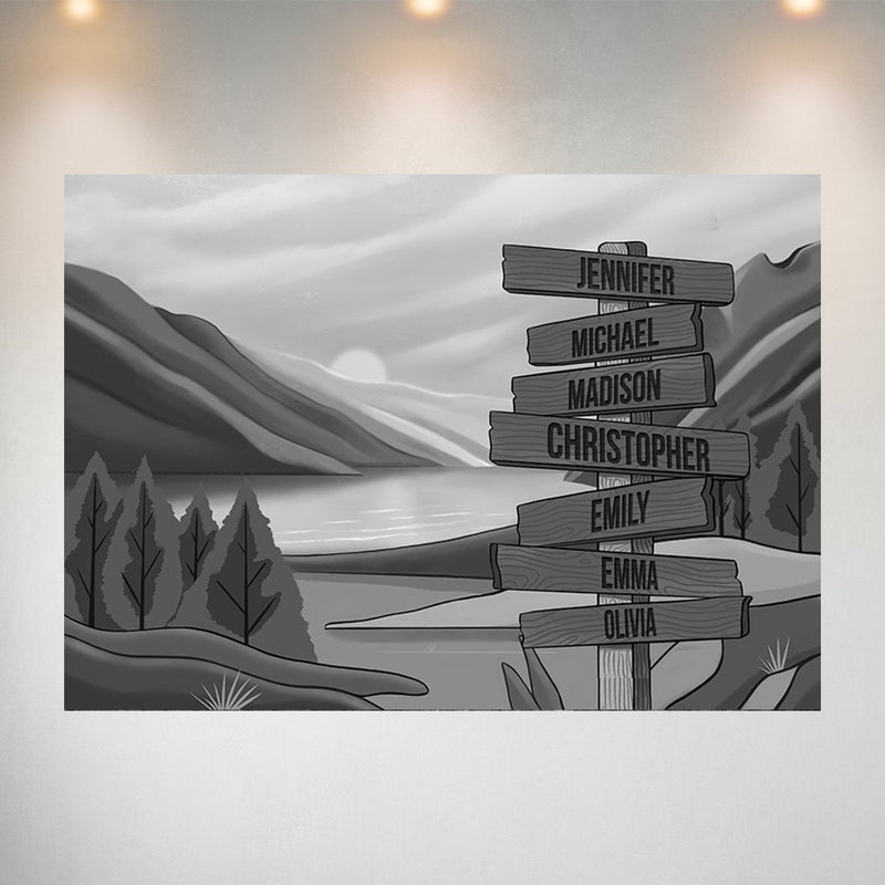 Mountain Range Art Multi-Names Poster