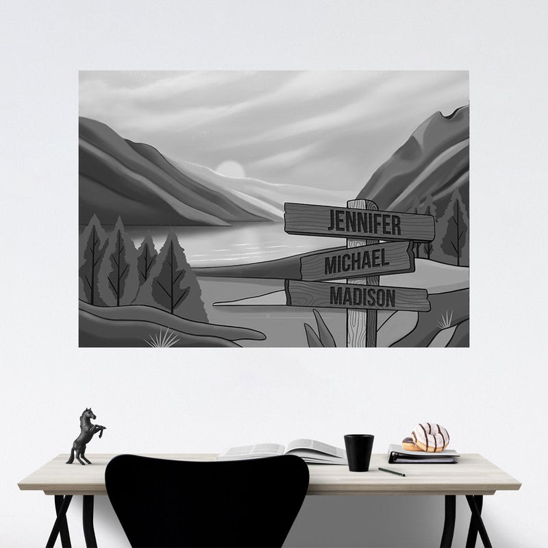 Mountain Range Art Multi-Names Poster