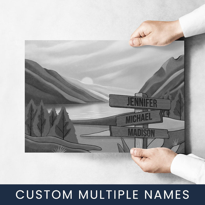 Mountain Range Art Multi-Names Poster