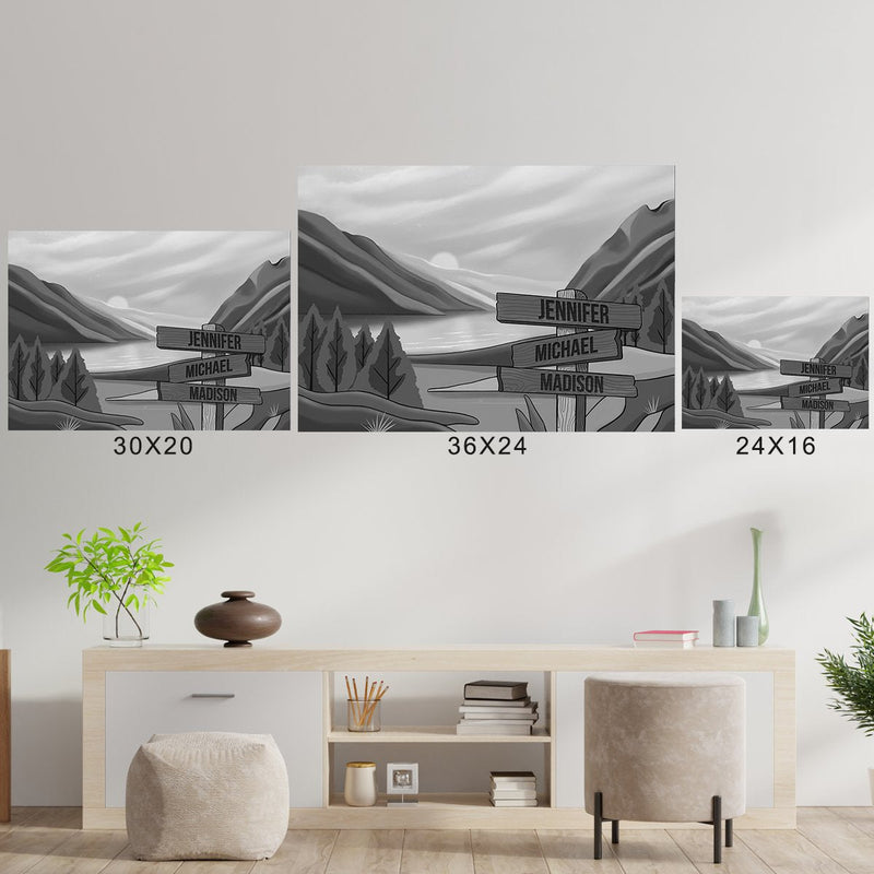 Mountain Range Art Multi-Names Poster