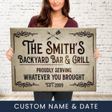 Backyard Bar & Grill Name Premium Canvas