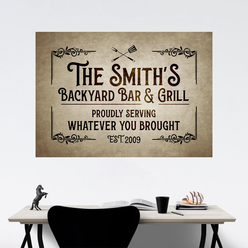 Backyard Bar & Grill Name Poster