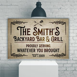 Backyard Bar & Grill Name Premium Canvas