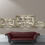 Backyard Bar & Grill Name Premium Canvas