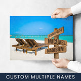 Beach Chair Color Multi-Names Poster