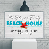 Family Beach House Sign Premium Canvas