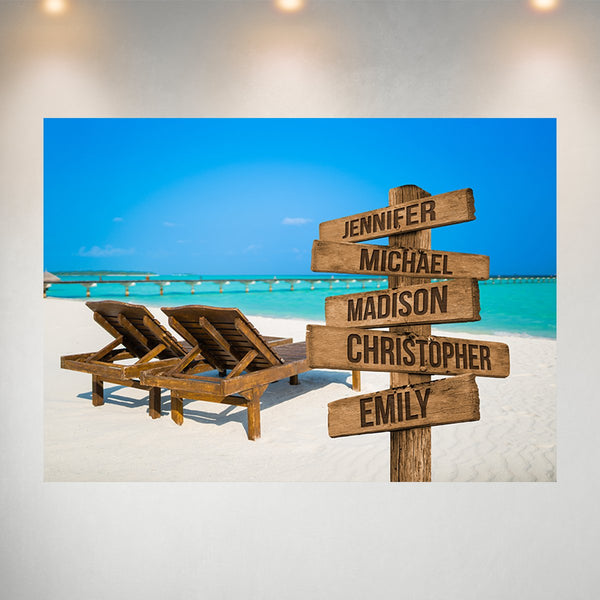 Beach Chair Color Multi-Names Poster
