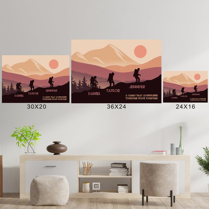 Family Adventures Brown Color Multi-Names Posters