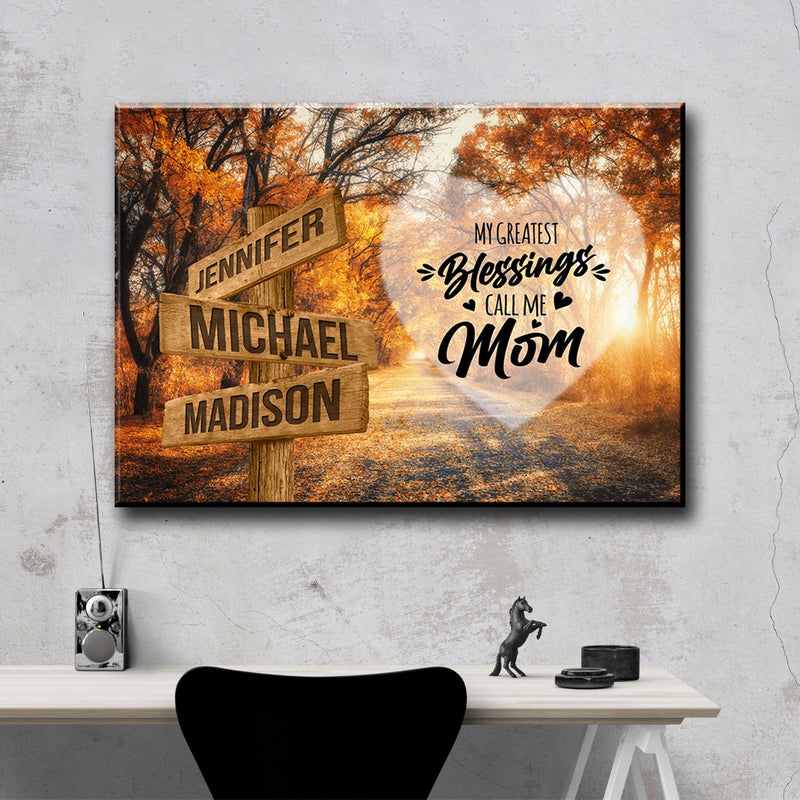 Autumn Road 2 Color - Call Me Mom Multi-Names Premium Canvas