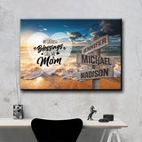 Ocean Sunset Color - Call Me Mom Multi-Names Premium Canvas