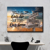 Ocean Sunset Color with Saying 7 Multi-Names Premium Canvas