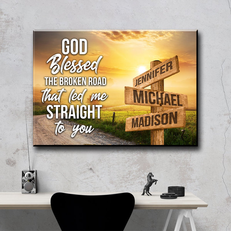 Farm Winding Road Color - God Blessed Multi-Names Premium Canvas