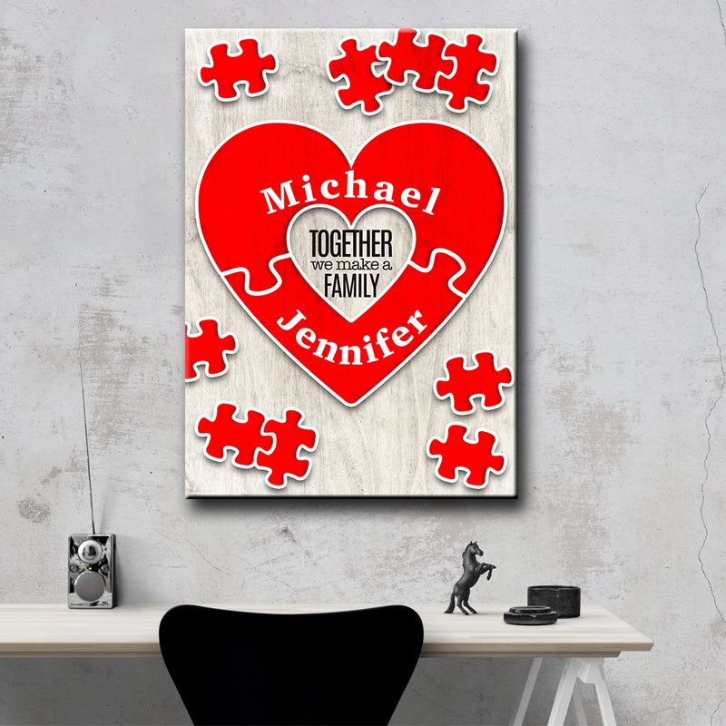 Together We Make A Family Puzzle Premium Canvas