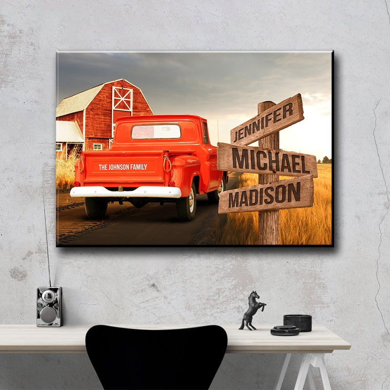 Old Truck Barn Multi-Names Premium Canvas