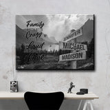 Mountain Range with Saying 2 Multi-Names Premium Canvas