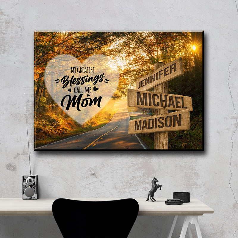 Autumn Road Color - Call Me Mom Multi-Names Premium Canvas