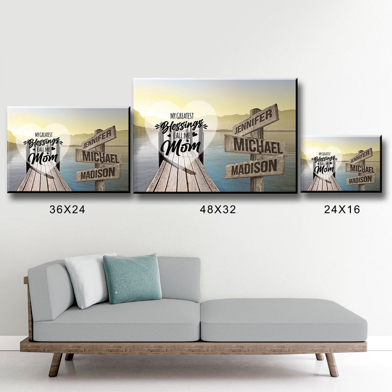 Lake Dock Color - Call Me Mom Multi-Names Premium Canvas