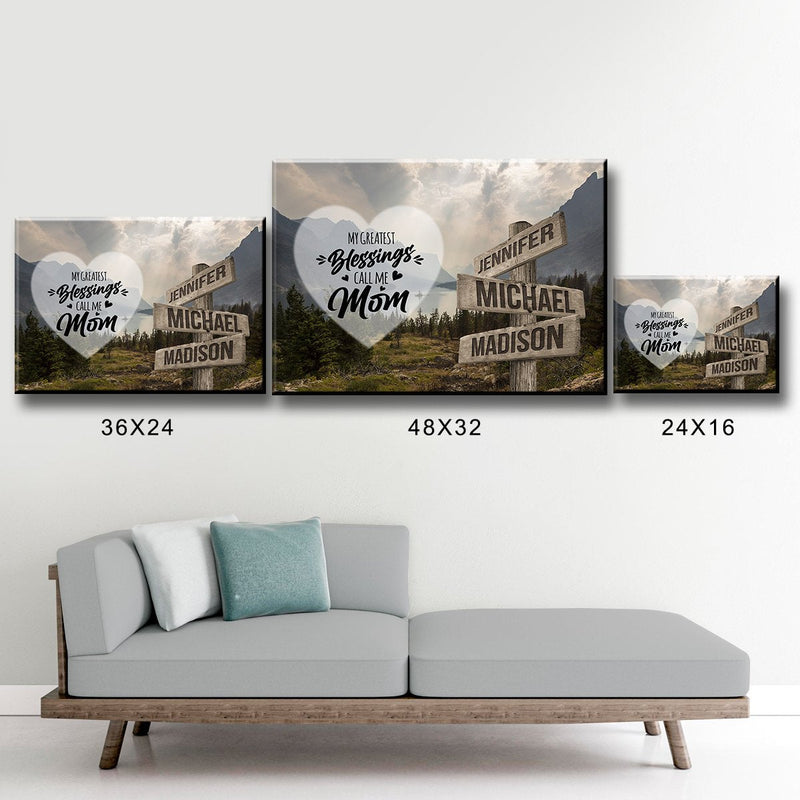 Mountain Range Color - Call Me Mom Multi-Names Premium Canvas