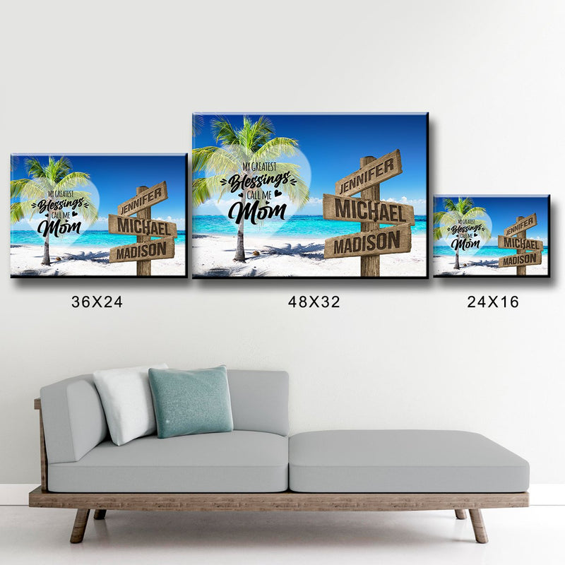 Ocean Breeze Color - Call Me Mom Multi-Names Premium Canvas