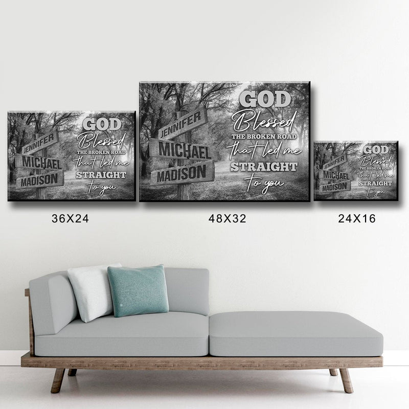 Autumn Road 2 - God Blessed Multi-Names Premium Canvas