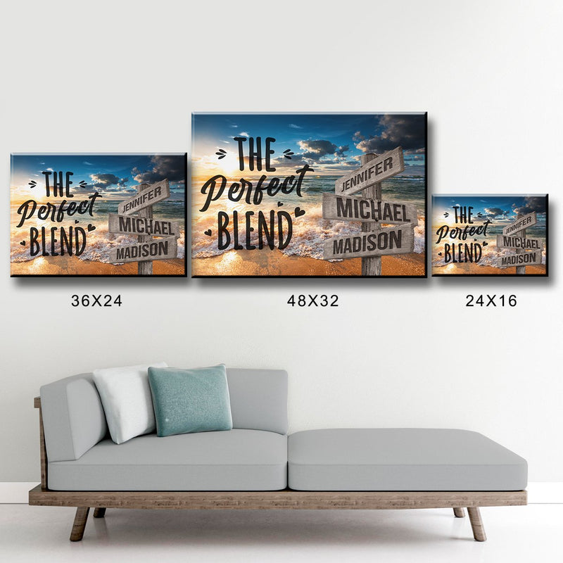 Ocean Sunset Color with Saying 4 Multi-Names Premium Canvas