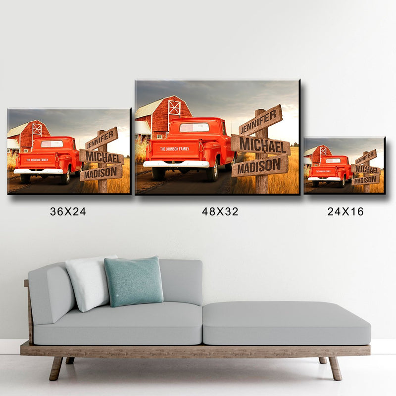 Old Truck Barn Multi-Names Premium Canvas