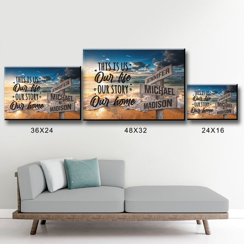 Ocean Sunset Color with Saying 7 Multi-Names Premium Canvas