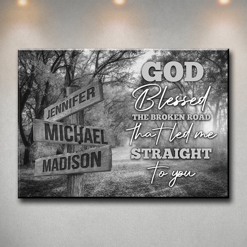 Autumn Road 2 - God Blessed Multi-Names Premium Canvas