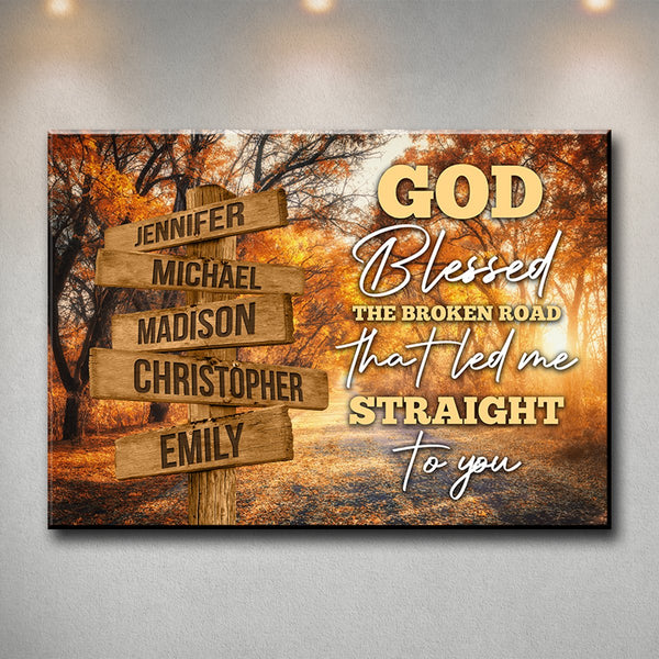 Autumn Road 2 Color - God Blessed Multi-Names Premium Canvas