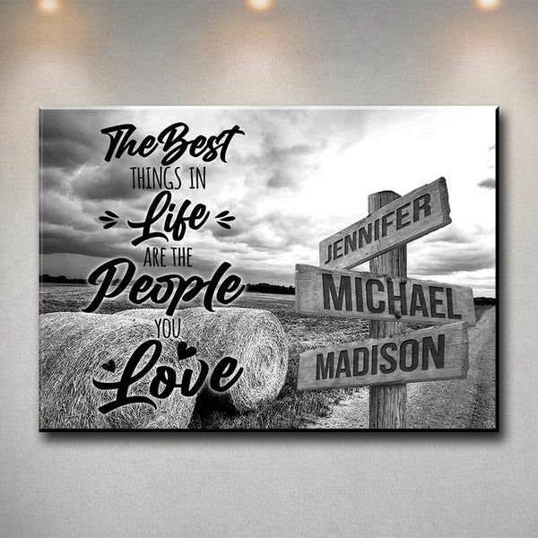 Country Road Saying 3 Multi-Names Premium Canvas