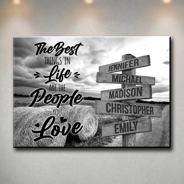 Country Road Saying 3 Multi-Names Premium Canvas