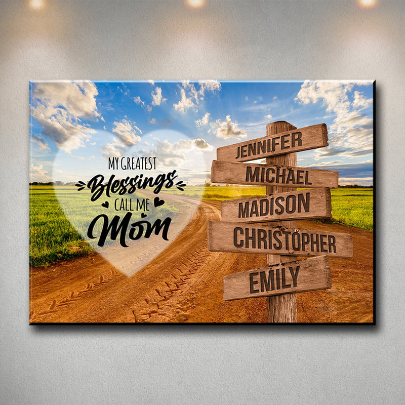 Dirt Road Color - Call Me Mom Multi-Names Premium Canvas