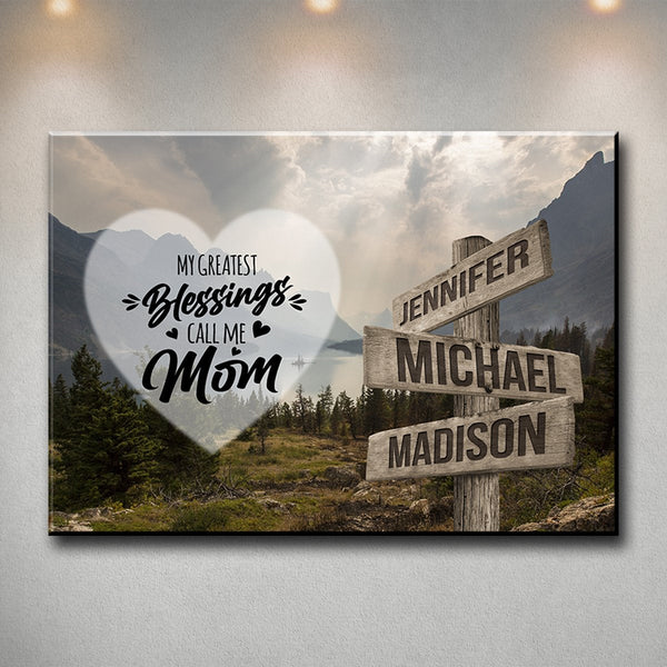 Mountain Range Color - Call Me Mom Multi-Names Premium Canvas