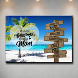 Ocean Breeze Color - Call Me Mom Multi-Names Premium Canvas