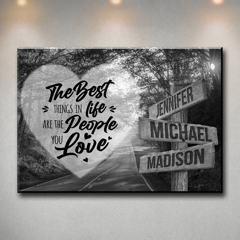 Autumn Road Heart Saying 3 Multi-Names Premium Canvas