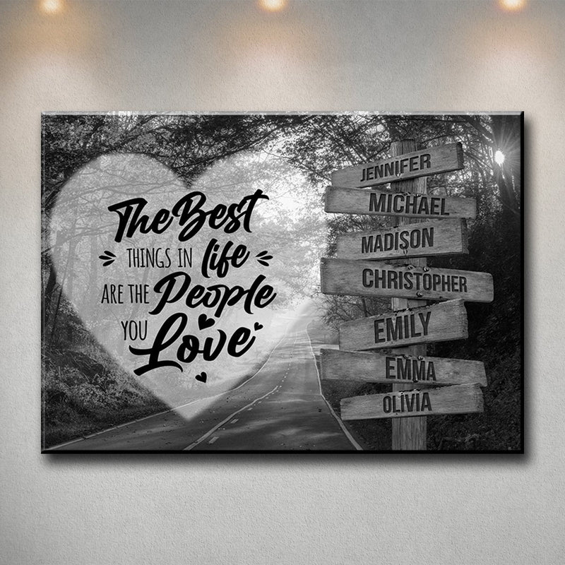 Autumn Road Heart Saying 3 Multi-Names Premium Canvas