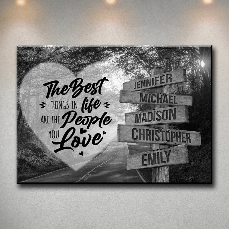 Autumn Road Heart Saying 3 Multi-Names Premium Canvas