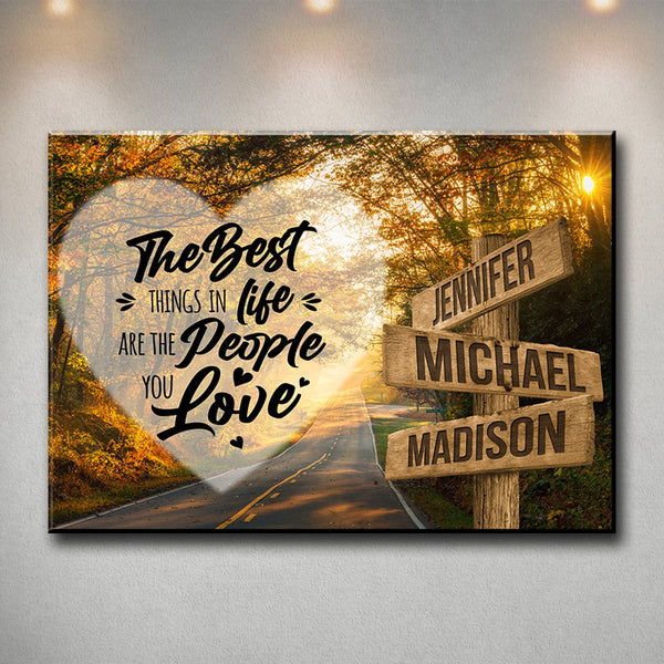 Autumn Road Heart Color Saying 3 Multi-Names Premium Canvas