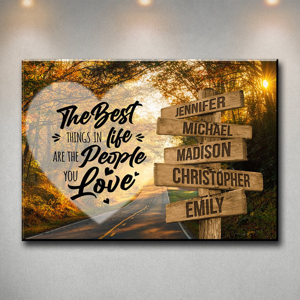 Autumn Road Heart Color Saying 3 Multi-Names Premium Canvas