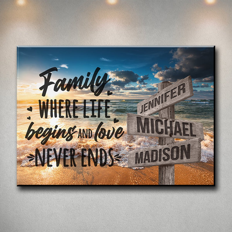 Ocean Sunset Color with Saying 6 Multi-Names Premium Canvas