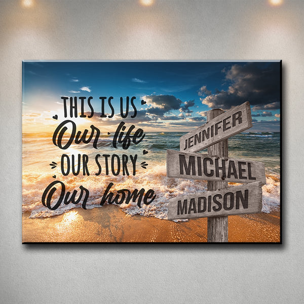 Ocean Sunset Color with Saying 7 Multi-Names Premium Canvas